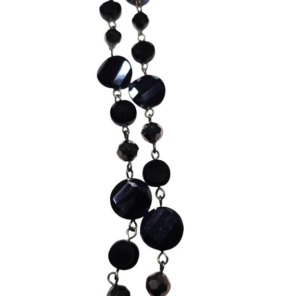 Joan Rivers necklace Black Bead Long iridescent womens Jewelry party dressy - Picture 3 of 5